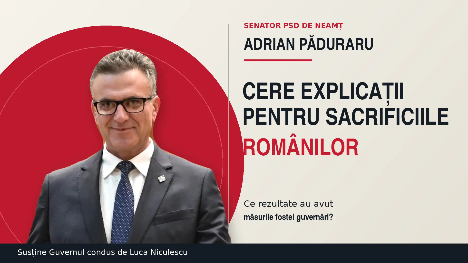 Adrian Păduraru, senator PSD de Neamț, pe coperta articolului: cere explicații pentru sacrificiile făcute de români