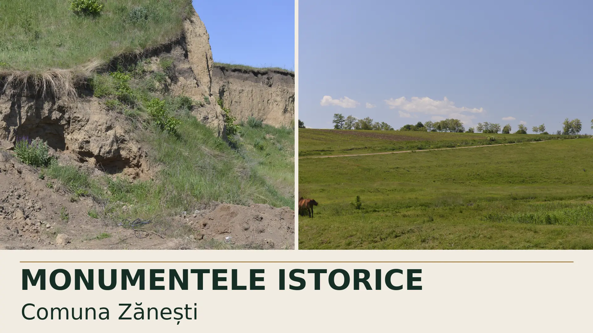 Colaj din fotografii originale ale monumentelor istorice din comuna Zănești.