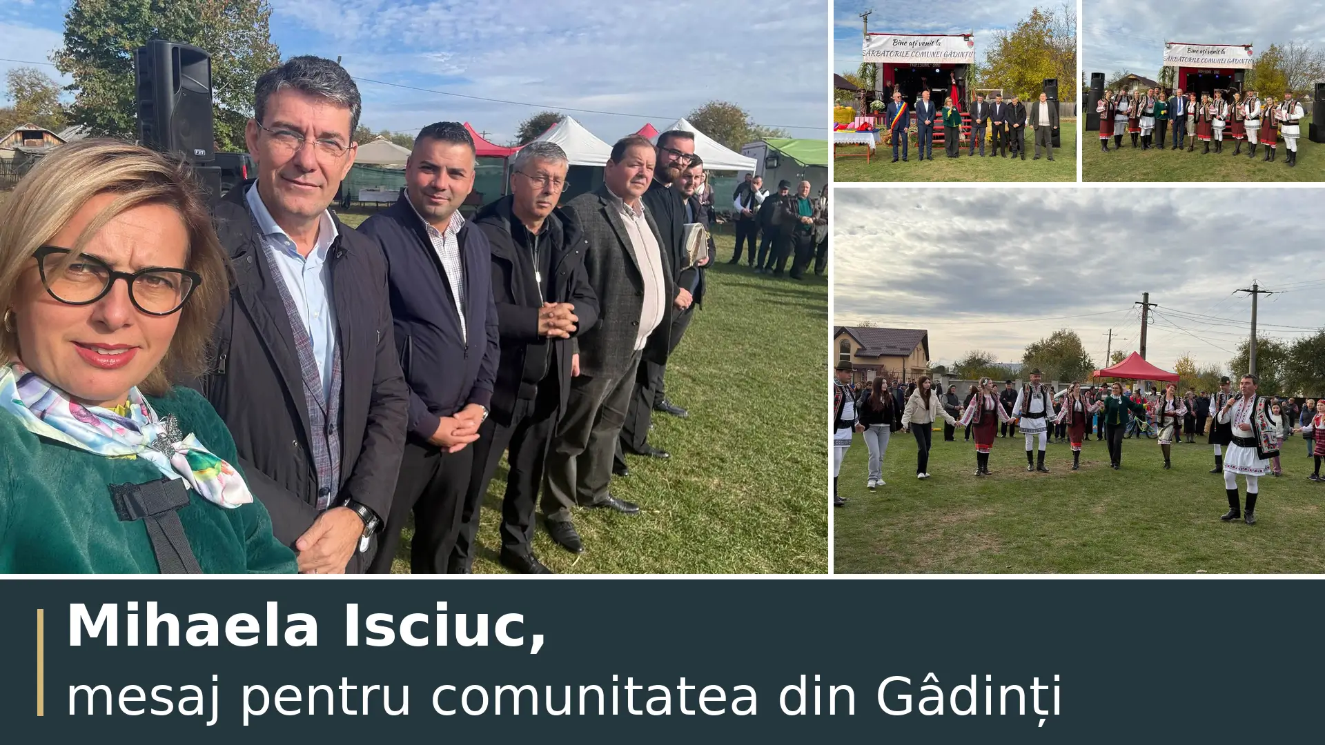 Colaj cu Mihaela Isciuc, invitații și reprezentanții Centrului „Carmen Saeculare” la sărbătoarea comunei Gâdinți